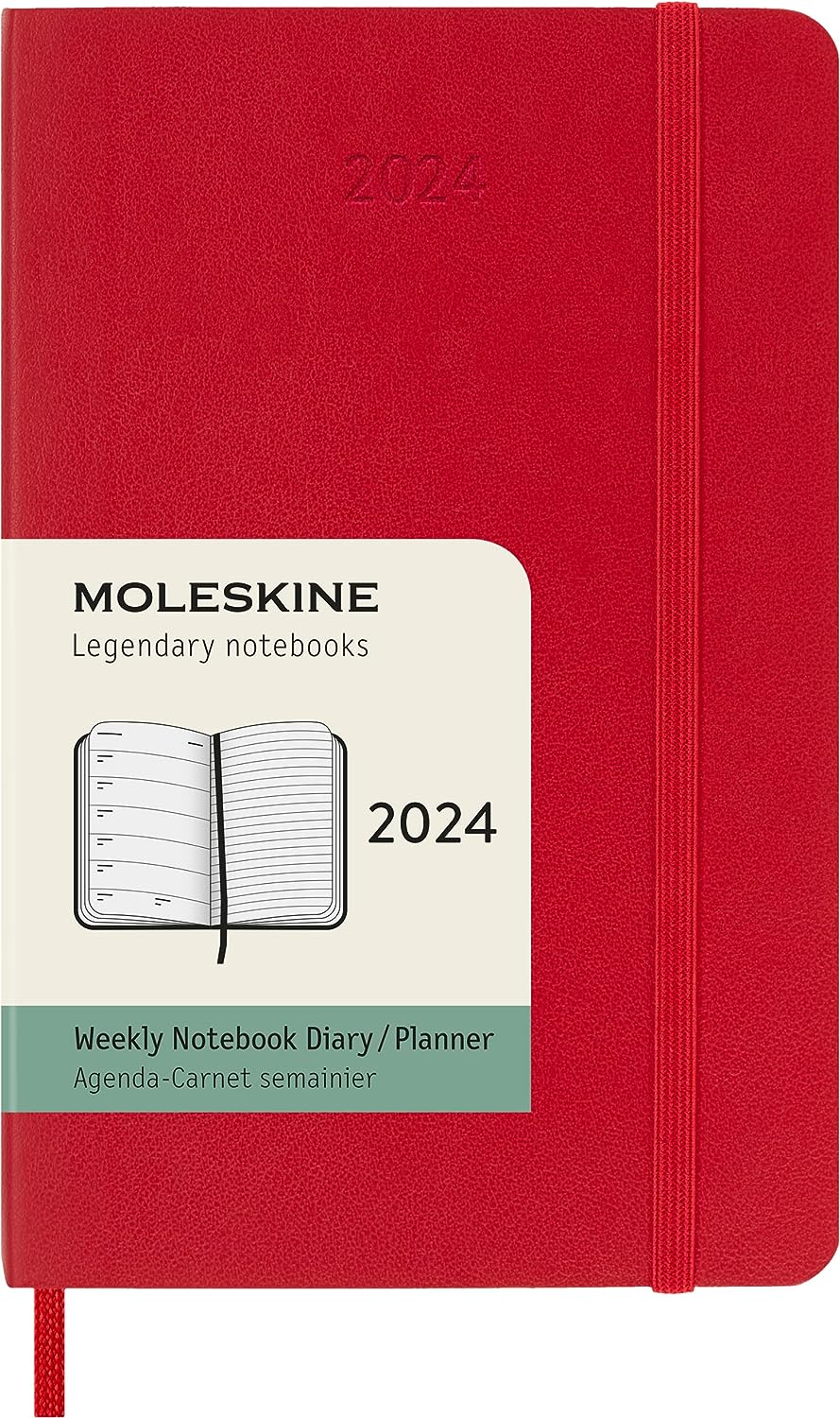 картинка Еженедельник Moleskine Classic Soft (мягкая обложка), 2024, Pocket (9x14 см), красный от магазина Молескинов