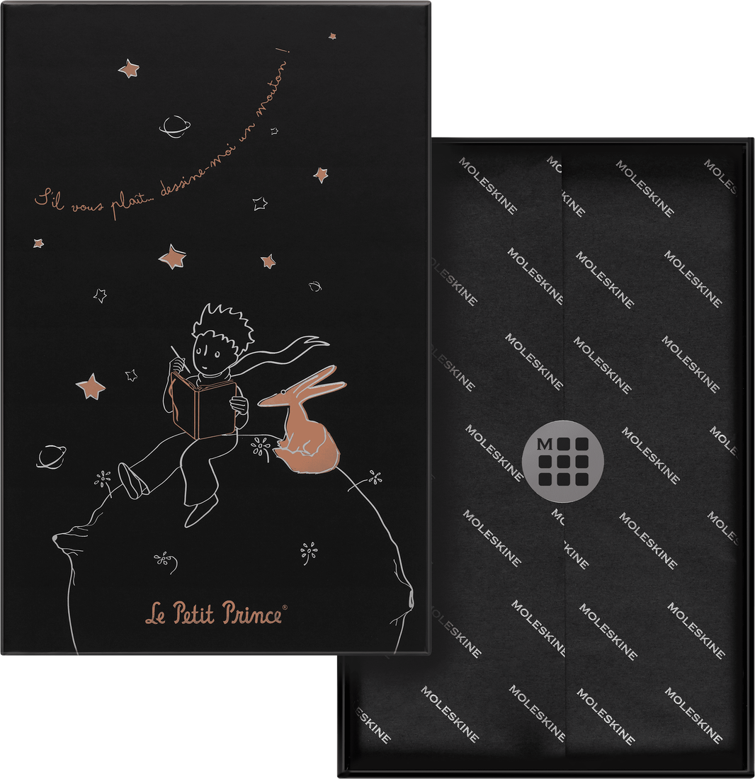 картинка Записная книжка Moleskine Limited Edition Le Petit Prince, в линейку, (13х21см), черная, в подарочной коробке от магазина Молескинов