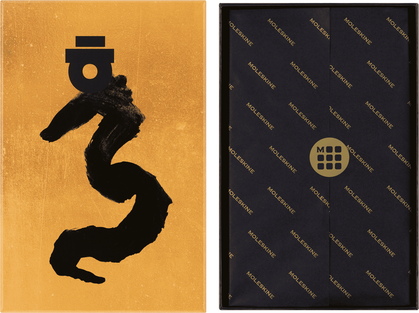 картинка Записная книжка Moleskine Limited Edition Year of the Dragon, в линейку, Large (13х21см), золотая, в подарочной коробке от магазина Молескинов