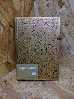 картинка Записная книжка Paperblanks Gold Inlay (в линейку), Midi (13х18см), золотая от магазина Молескинов