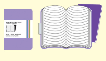 картинка Записная книжка Moleskine Volant (нелинованная, 2 шт.), Pocket (9х14см), фиолетовая от магазина Молескинов
