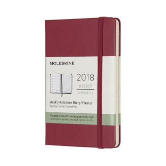 картинка Еженедельник Moleskine Classic (2018), Pocket (9x14 см), ягодный от магазина Молескинов
