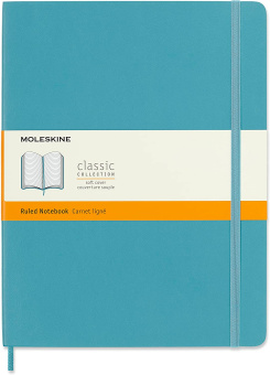 картинка Записная книжка Moleskine Classic Soft (мягкая обложка), в линейку, XLarge  (19х25 см), голубая от магазина Молескинов