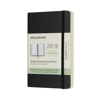 картинка Еженедельник Moleskine Classic Soft (2017-2018), Pocket (9x14 см), черный от магазина Молескинов