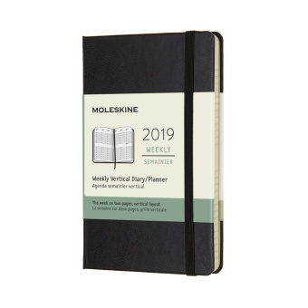 картинка Еженедельник Moleskine Classic (верт.2019), Pocket (9x14 см), черный от магазина Молескинов