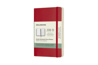 картинка Еженедельник Moleskine Classic Soft (2018-2019), Pocket (9x14 см), алый красный от магазина Молескинов