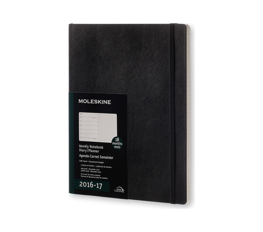 картинка Еженедельник Moleskine Classic Soft (2016-2017), XLarge (19х25см), черный от магазина Молескинов