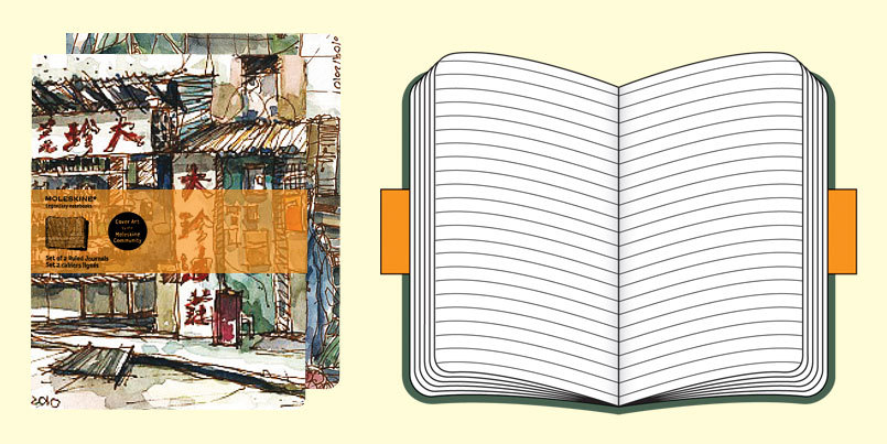 Записная книжка Moleskine Cover Art (Chinese Market, в линейку, 2 шт.), Letter (21,5х28), разноцветная