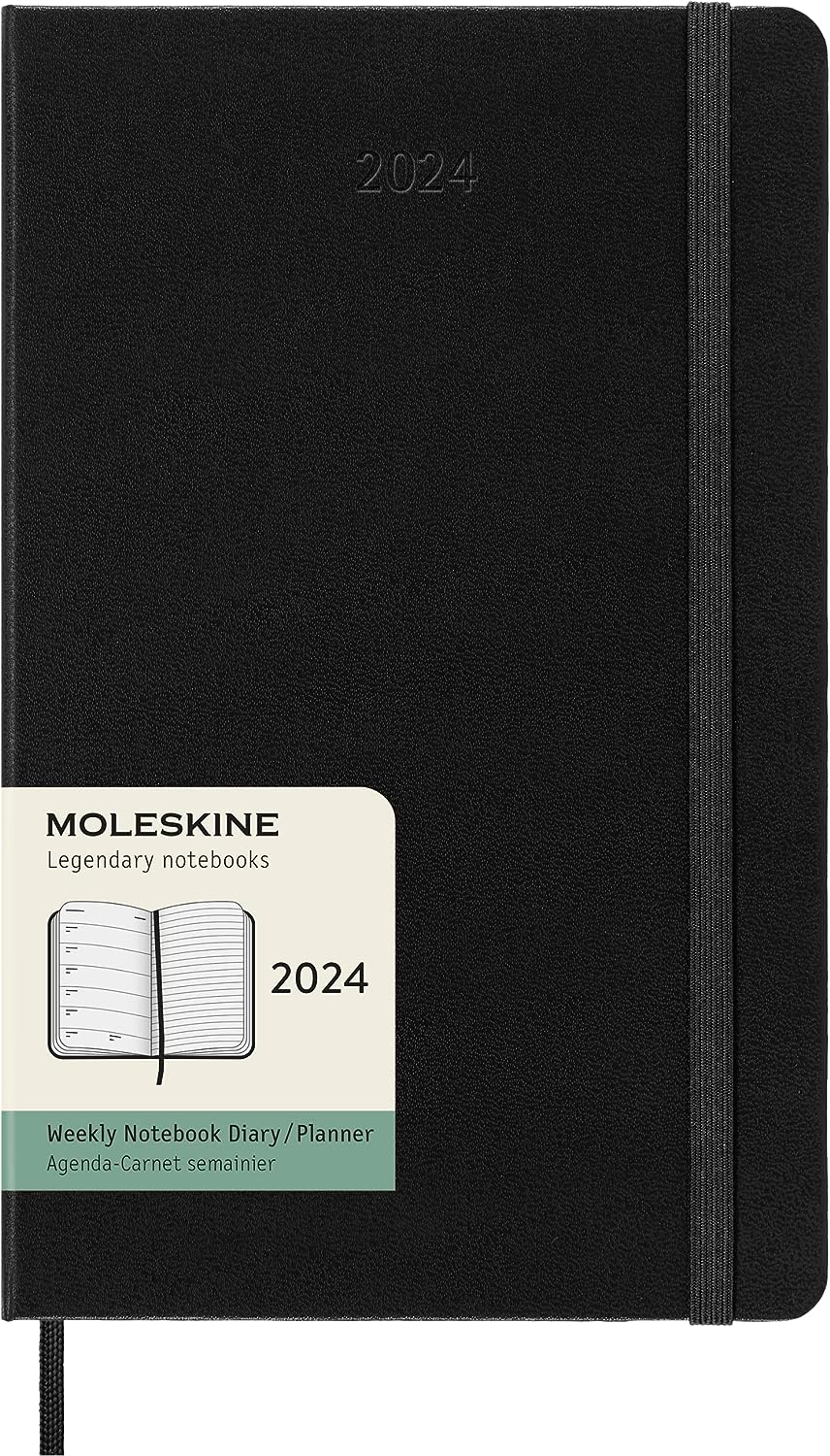 картинка Еженедельник Moleskine Classic 2024, Large (13x21 см), черный от магазина Молескинов