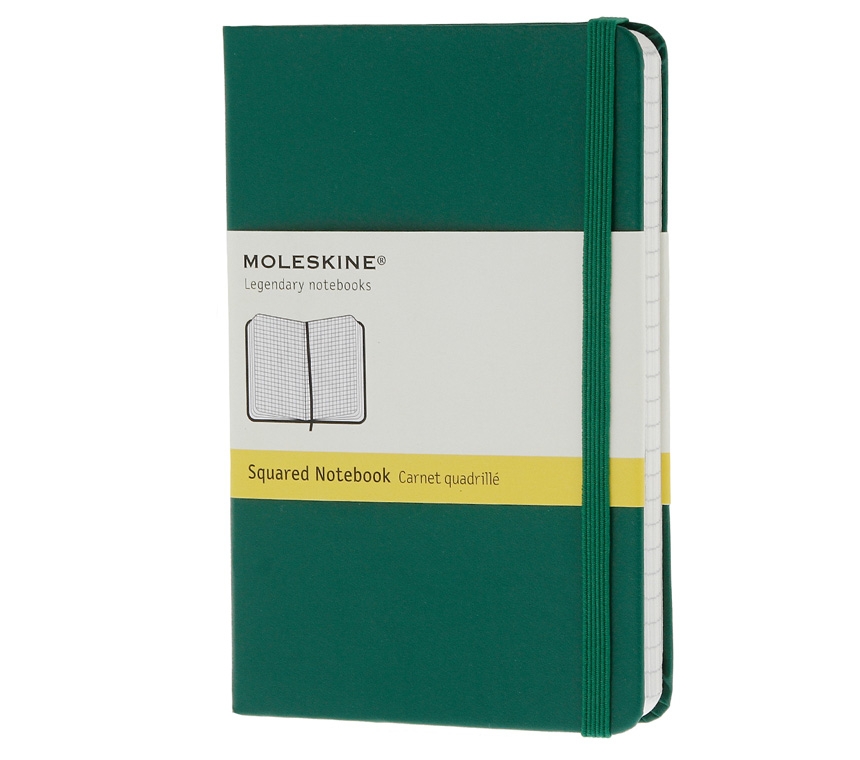 Записная книжка Moleskine Classic (в клетку), Pocket (9х14см), зеленая