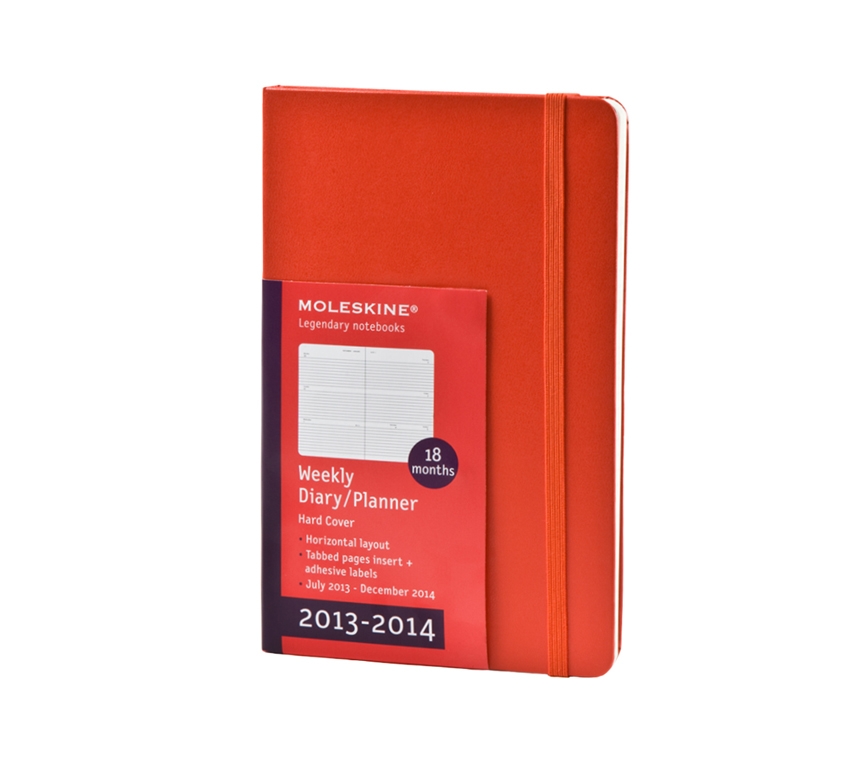Еженедельник Moleskine Classic (гориз., 2013/2014), Pocket (9x14см), красный