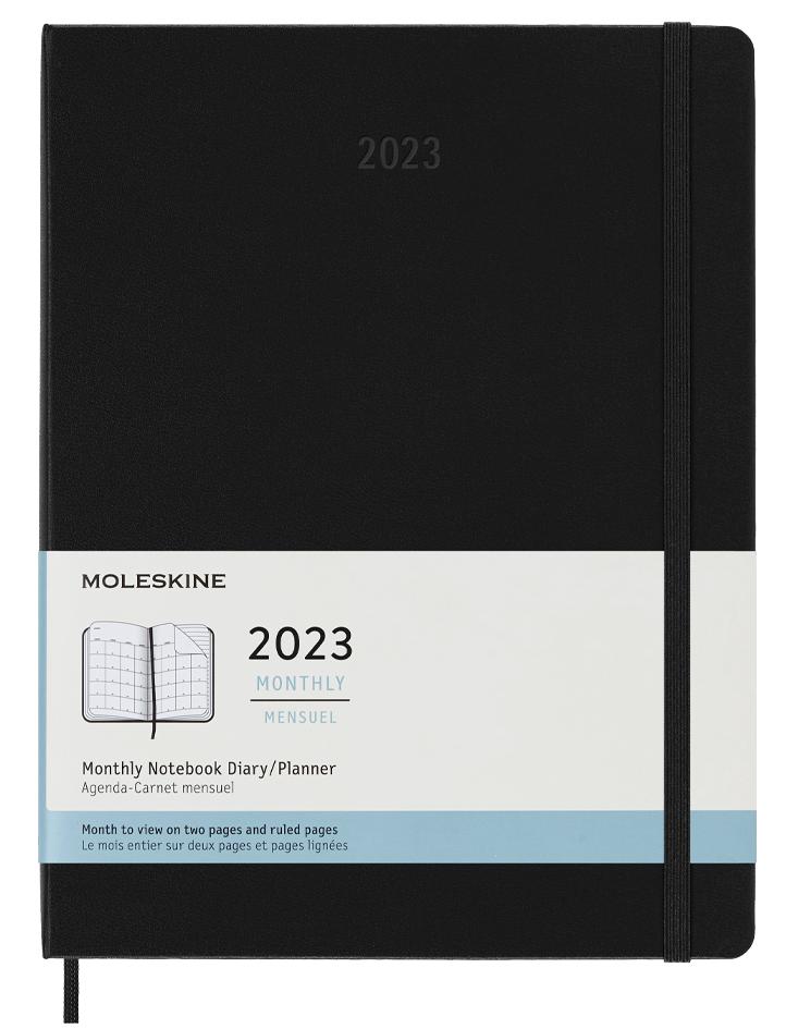 картинка Ежемесячник-планинг Moleskine Classic Soft (мягкая обложка), 2023, XLarge (19x25 см), черный от магазина Молескинов