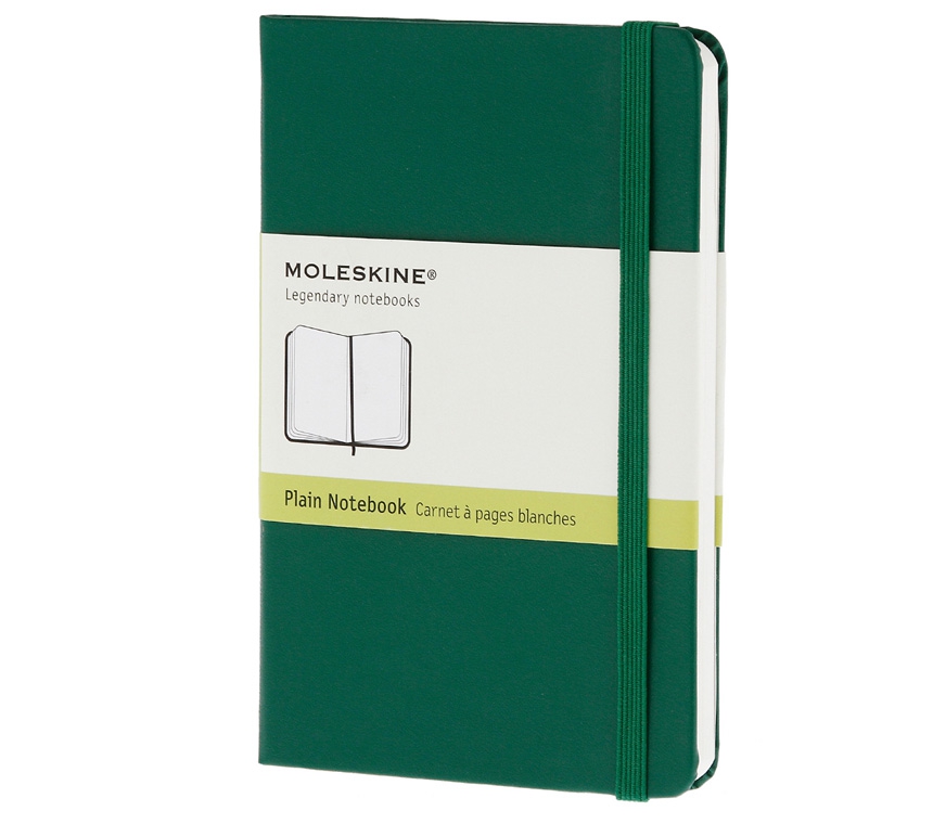 Записная книжка Moleskine Classic (нелинованная), Pocket (9х14 см), зеленая