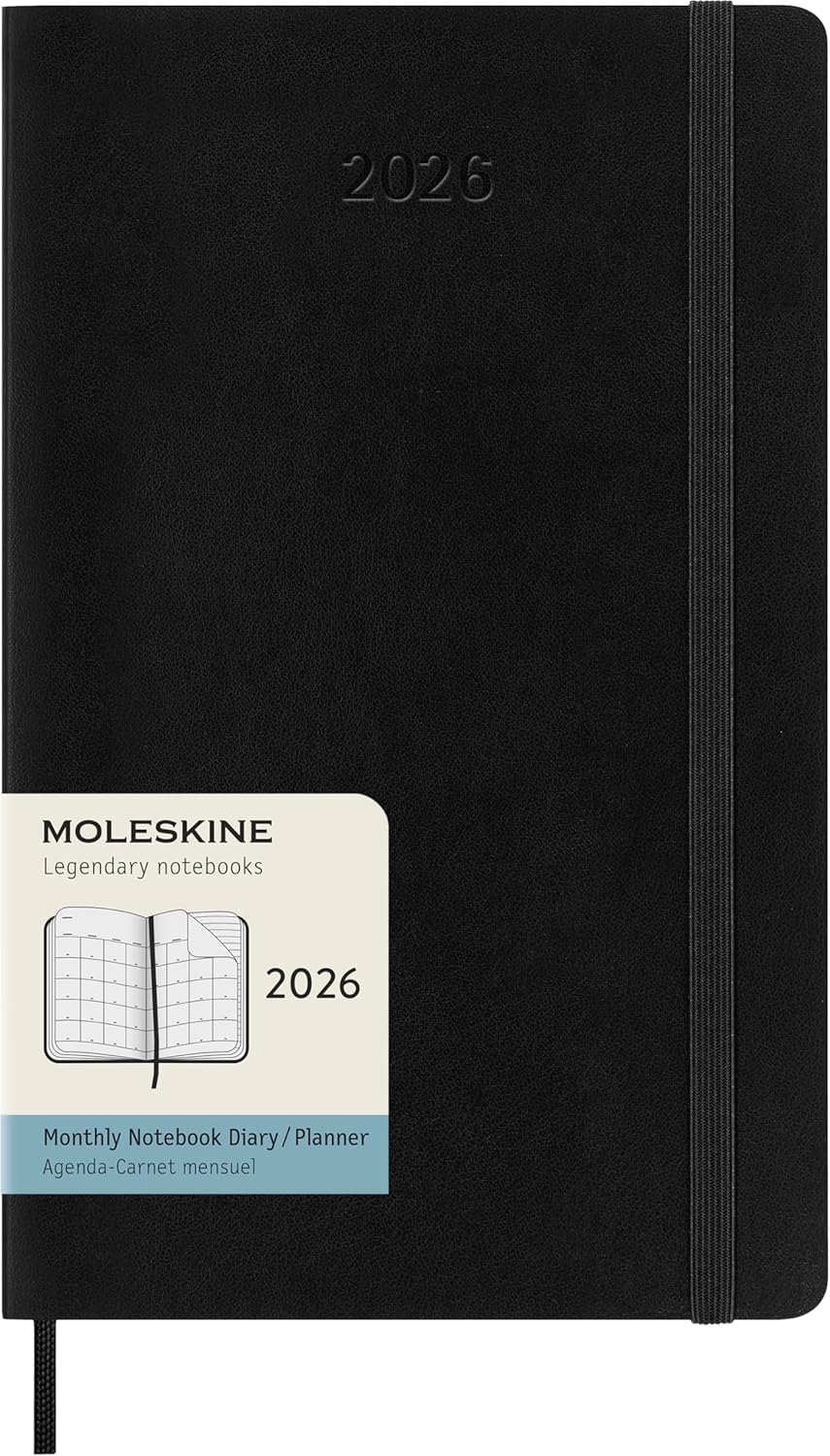картинка Ежемесячник-планинг Moleskine Classic Soft (мягкая обложка), 2026, Large (13x21 см), черный от магазина Молескинов