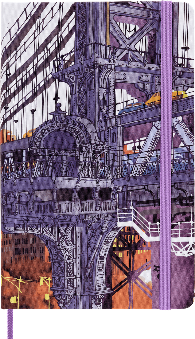 картинка Записная книжка Moleskine Limited Edition I am the city (New York), в линейку, Large (13х21см), фиолетовая от магазина Молескинов