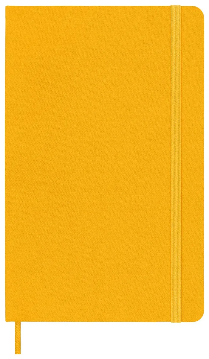 картинка Записная книжка Moleskine Classic Silk (тканевая обложка), (в линейку), Large (13х21см), оранжево-желтая от магазина Молескинов