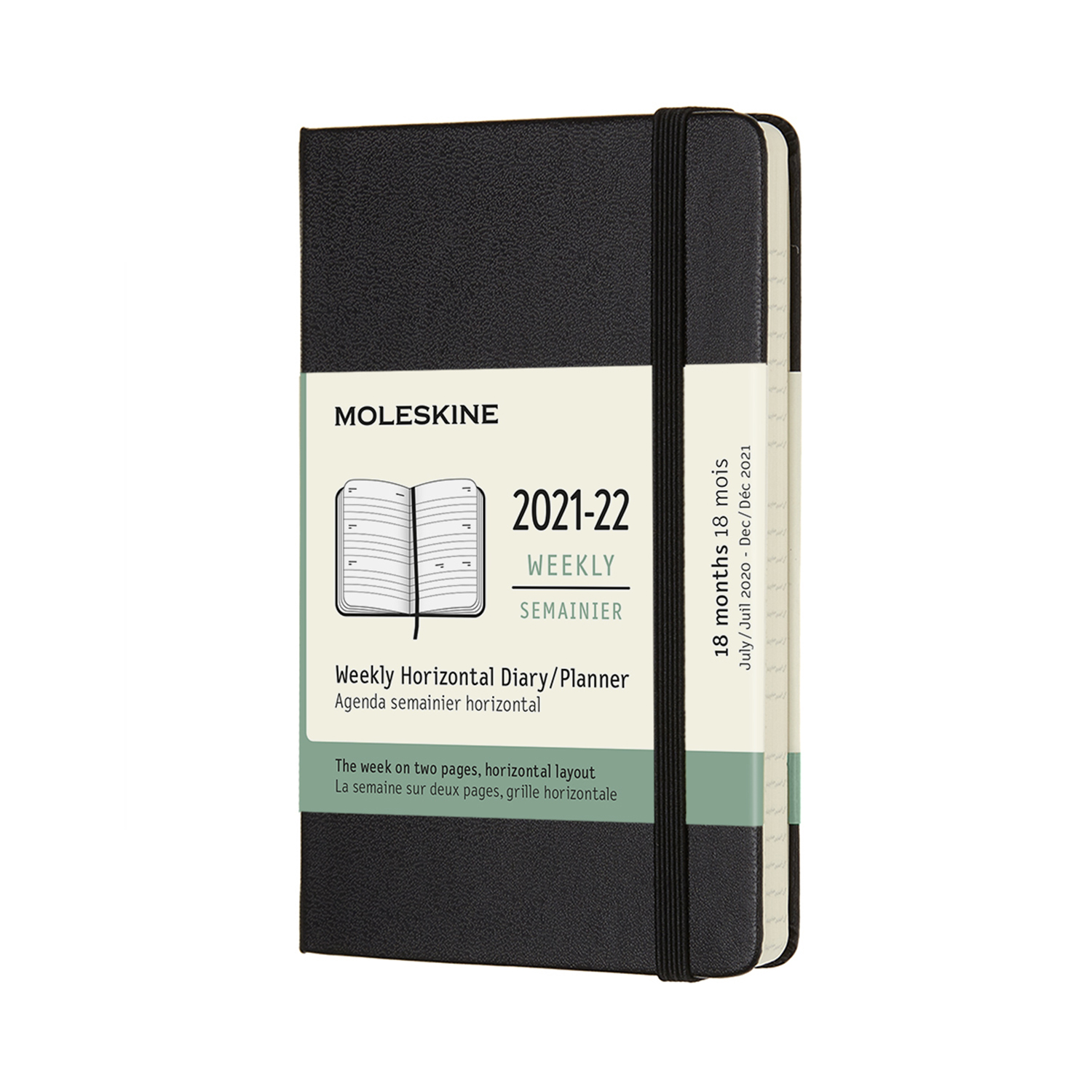 картинка Еженедельник Moleskine Classic (гориз.2021-2022), Pocket (9x14 см), черный от магазина Молескинов
