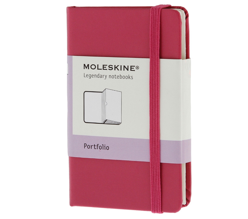 Записная книжка Moleskine Portfolio (с кармашками), ХSmall (6,5х10,5см), розовая