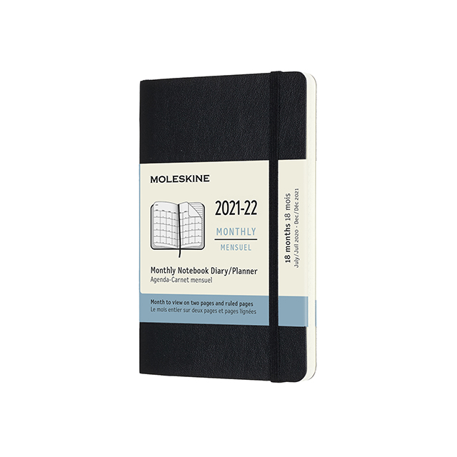 Ежемесячник-планинг Moleskine Classic Soft (мягкая обложка), (2021-2022), Pocket (9x14 см), черный