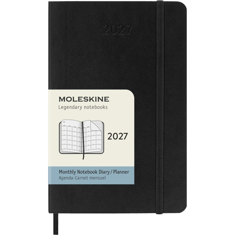картинка Ежемесячник-планинг Moleskine Classic Soft (мягкая обложка), 2027, Pocket (9x14 см), черный от магазина Молескинов