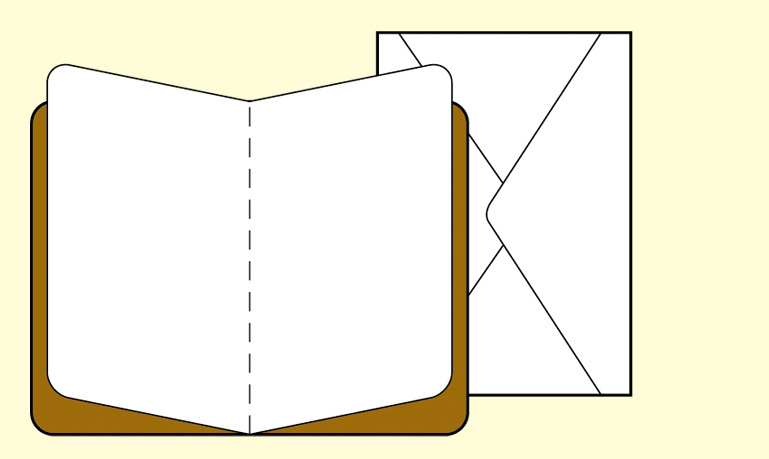 Почтовый набор Moleskine Note Card (с конвертом), Large (11,5х17,5см), коричневый