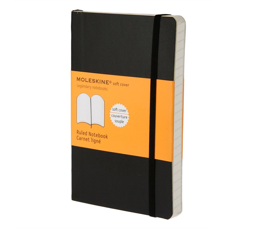 Записная книжка Moleskine Classic Soft (мягкая обложка), в линейку Pocket (9х14см), черная