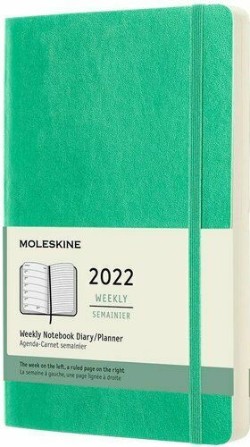Еженедельник Moleskine Classic Soft (мягкая обложка) 2022, Large (13x21 см), зеленый