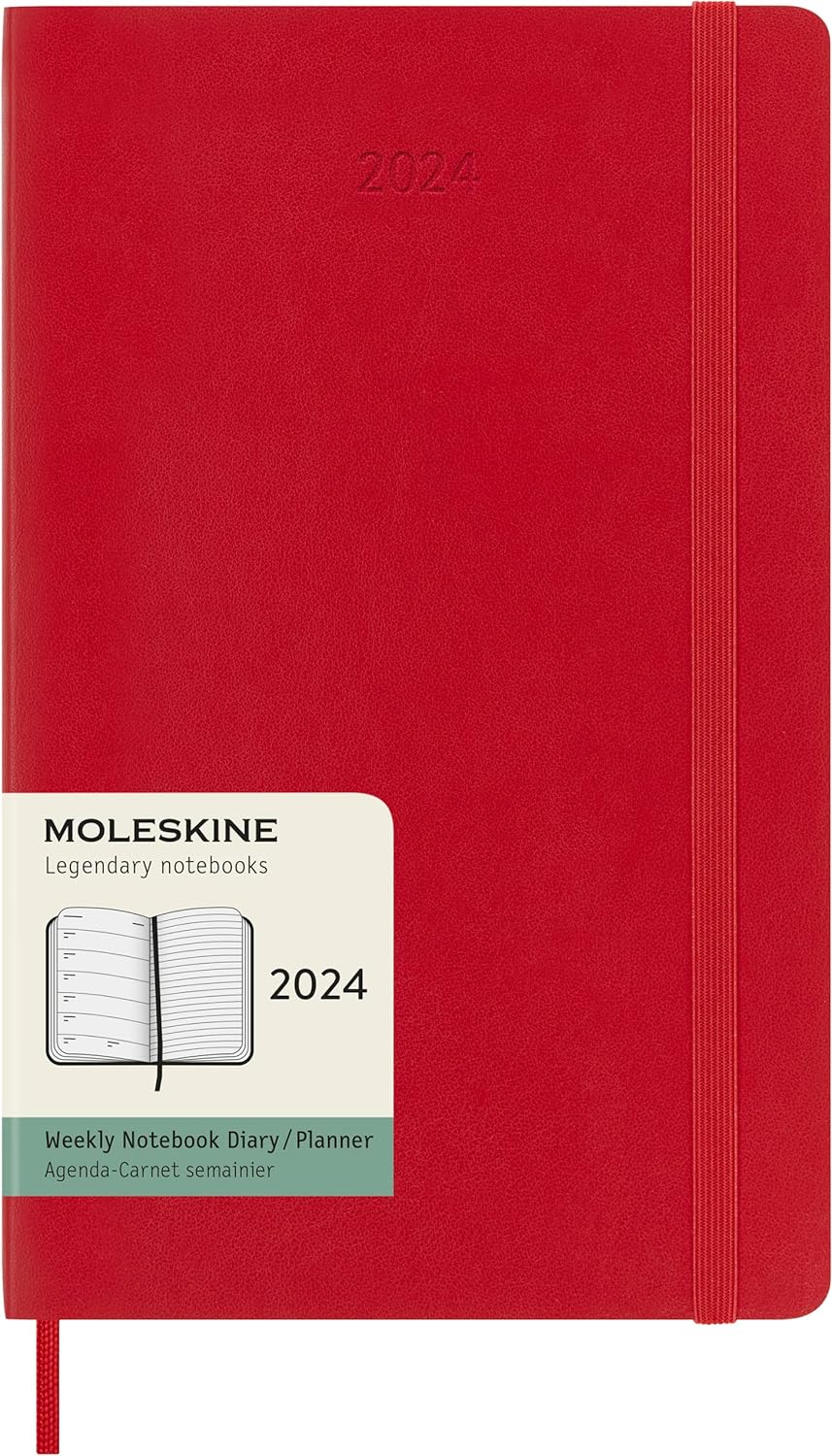 картинка Еженедельник Moleskine Classic Soft (мягкая обложка), 2024, Large (13x21 см), красный от магазина Молескинов