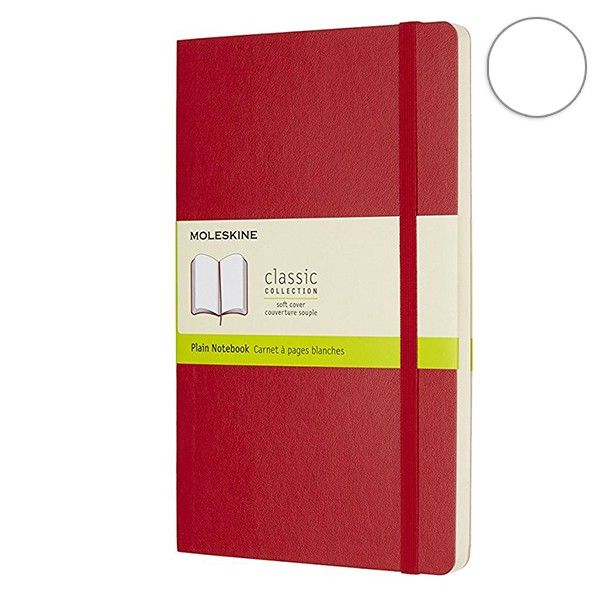 картинка Записная книжка Moleskine Classic Soft (мягкая обложка), нелинованная, Large (13x21см), красная от магазина Молескинов