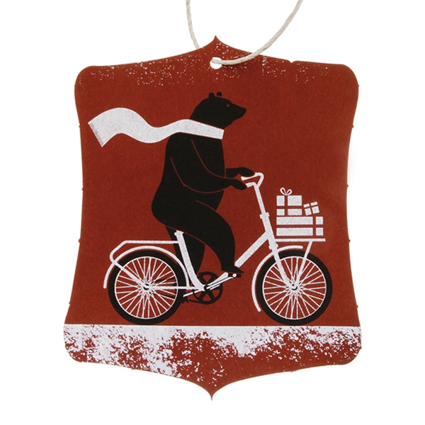 Открытка Moleskine Ornament Card Cycling Bear, Large (11,5х17,5см), красная