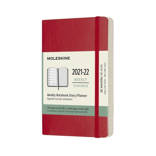 картинка Еженедельник Moleskine Classic Soft (мягкая обложка) (2021-2022), Pocket (9x14 см), красный от магазина Молескинов