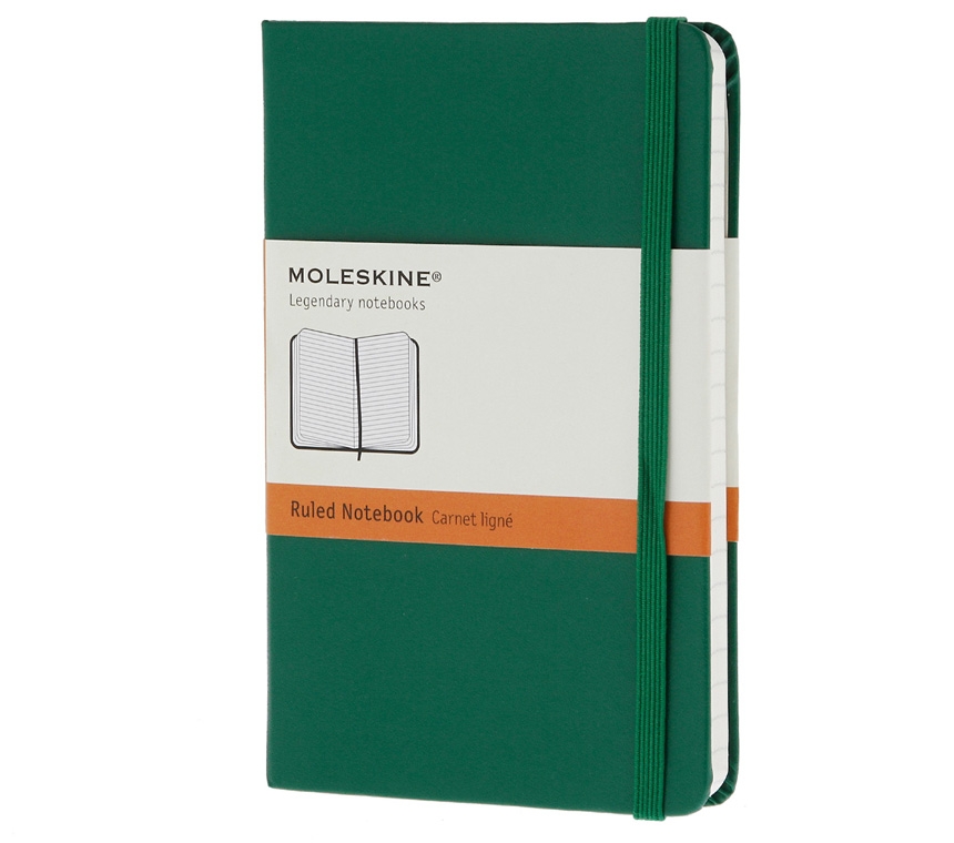 Записная книжка Moleskine Classic (в линейку), Pocket (9х14см), зеленая