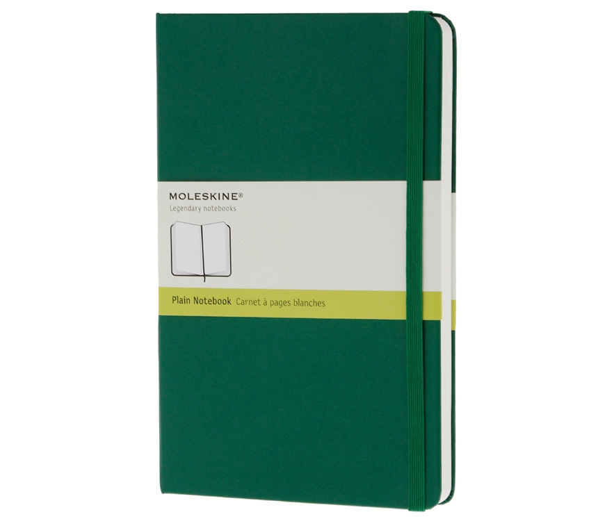Записная книжка Moleskine Classic (нелинованная), Large (13х21см), зеленая