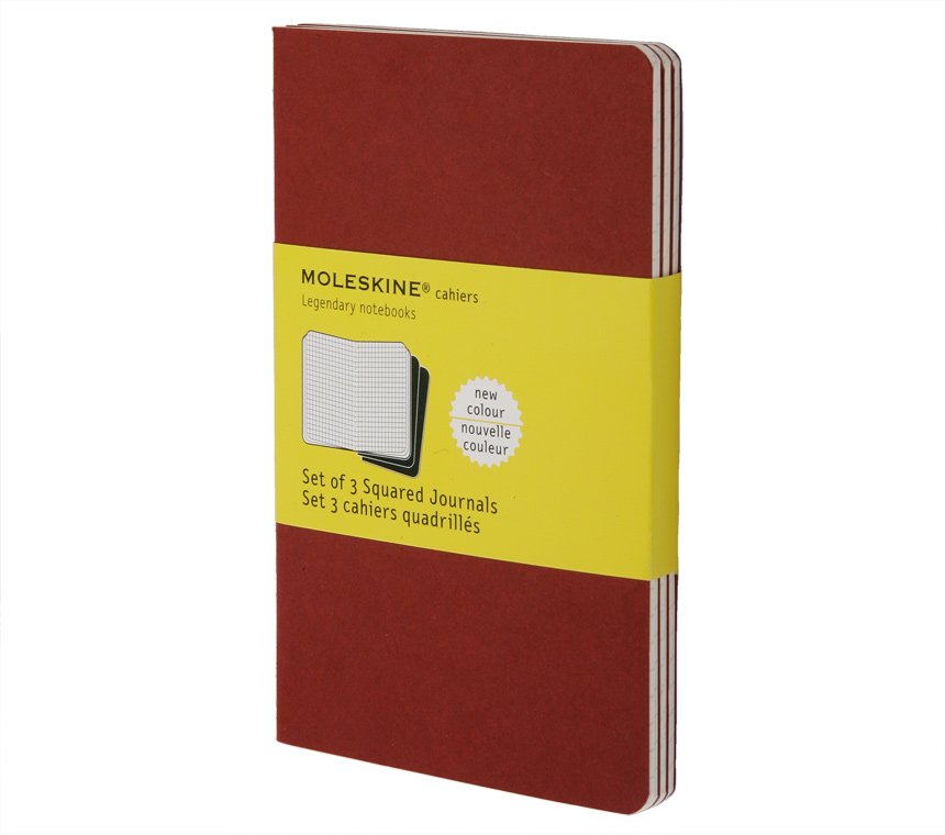 Записная книжка Moleskine Cahier (в клетку, 3 шт.), Pocket (9х14см), красная