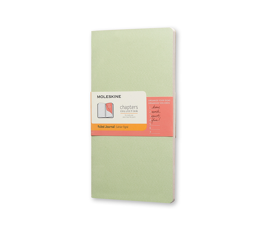 Записная книжка Moleskine Chapters (в линейку), Slim Pocket (7,5x14см), светло-зеленая