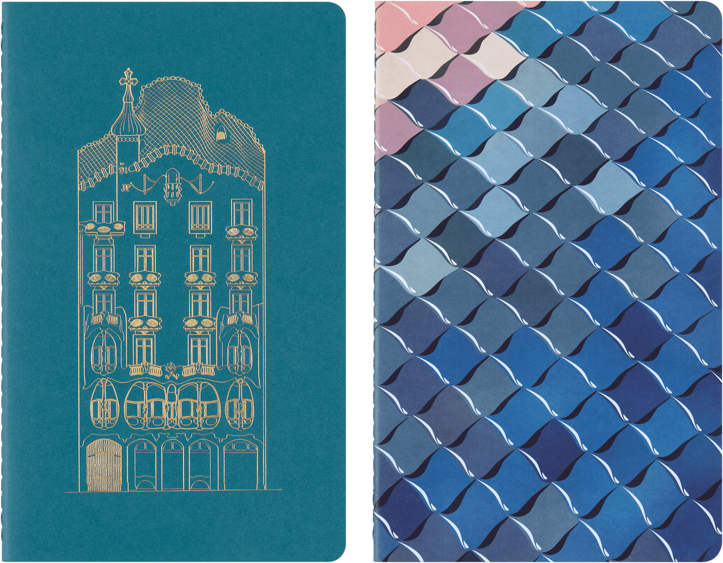 картинка Набор из 2 тетрадей Moleskine Cahier Limited Edition Casa Batllo, в линейку, Large (13х21см), голубые от магазина Молескинов