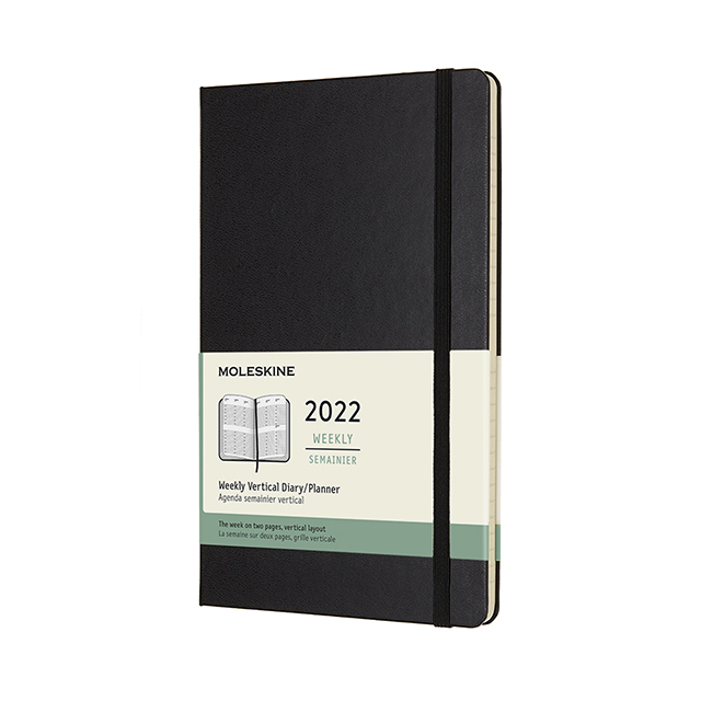 картинка Еженедельник Moleskine Classic 2022 вертикальный блок, Large (13x21 см), черный от магазина Молескинов