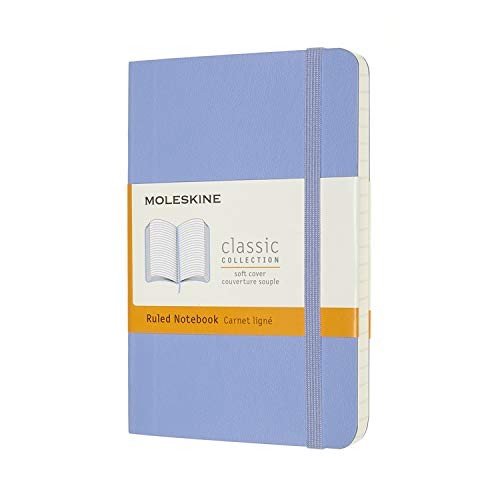 картинка Записная книжка Moleskine Classic Soft (мягкая обложка), в линейку, Pocket (9x14см), голубая (гортензия) от магазина Молескинов