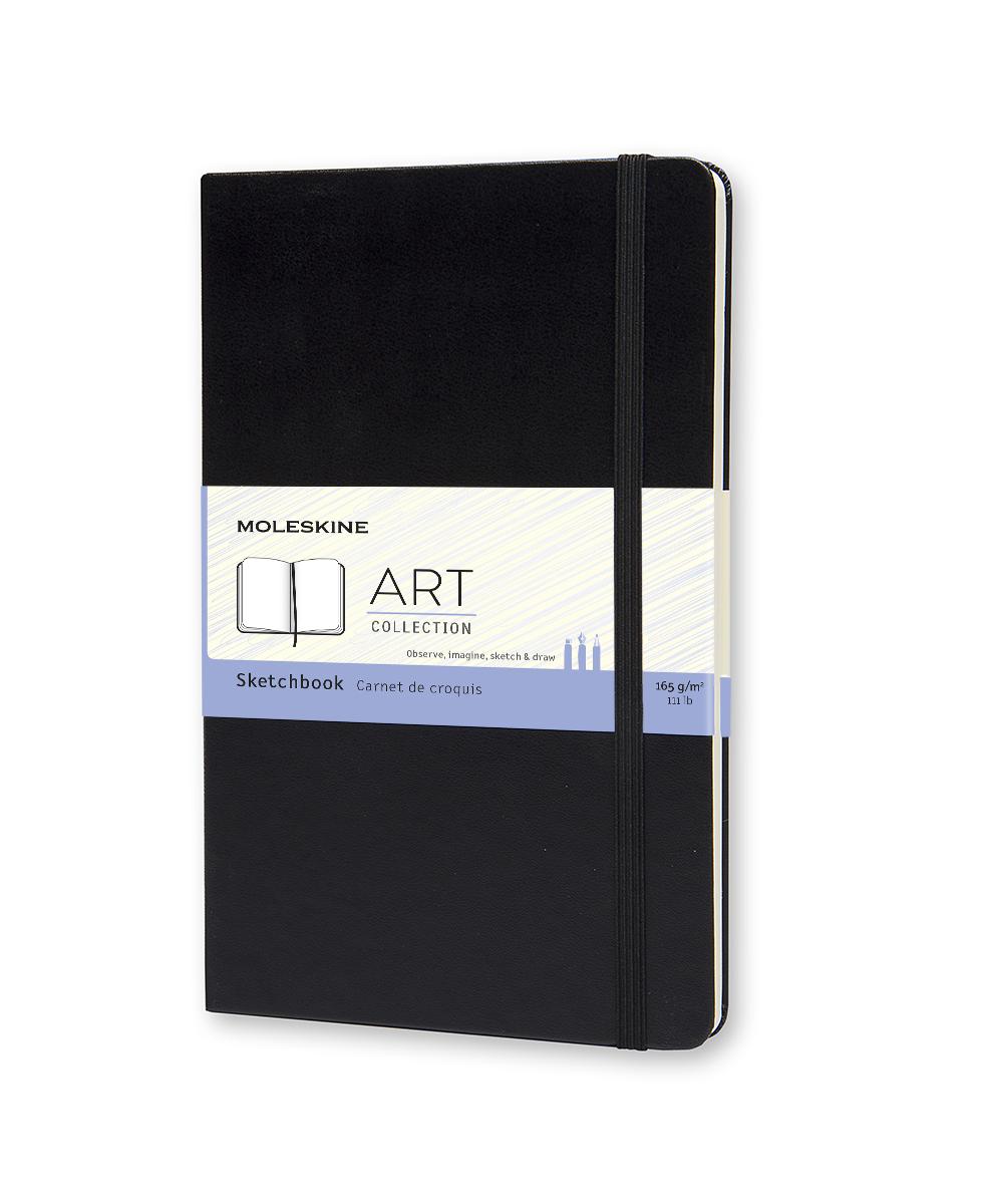 картинка Записная книжка Moleskine Sketchbook (скетчбук для рисунков), Large (13х21см), черная от магазина Молескинов