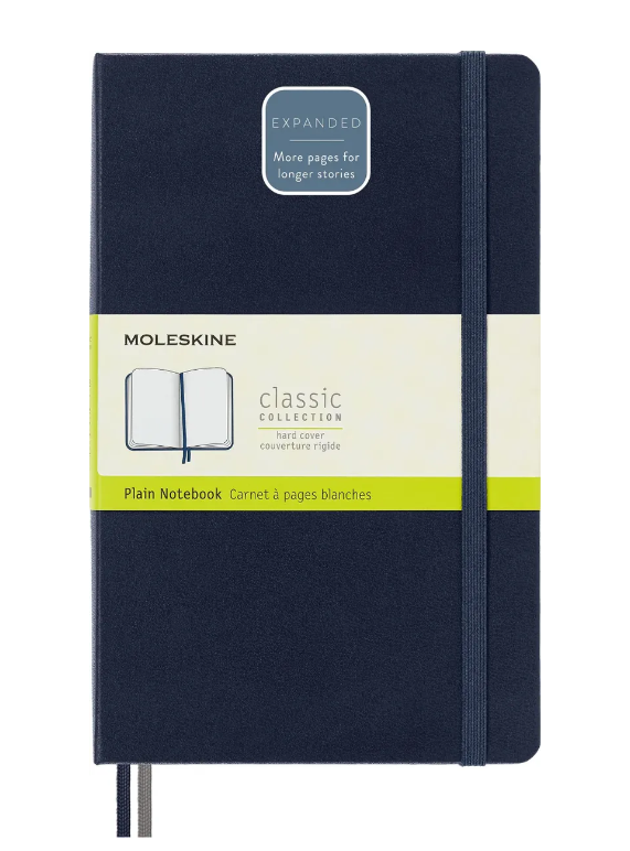 картинка Записная книжка Moleskine Expanded (нелинованная), Large (13х21см), синяя от магазина Молескинов
