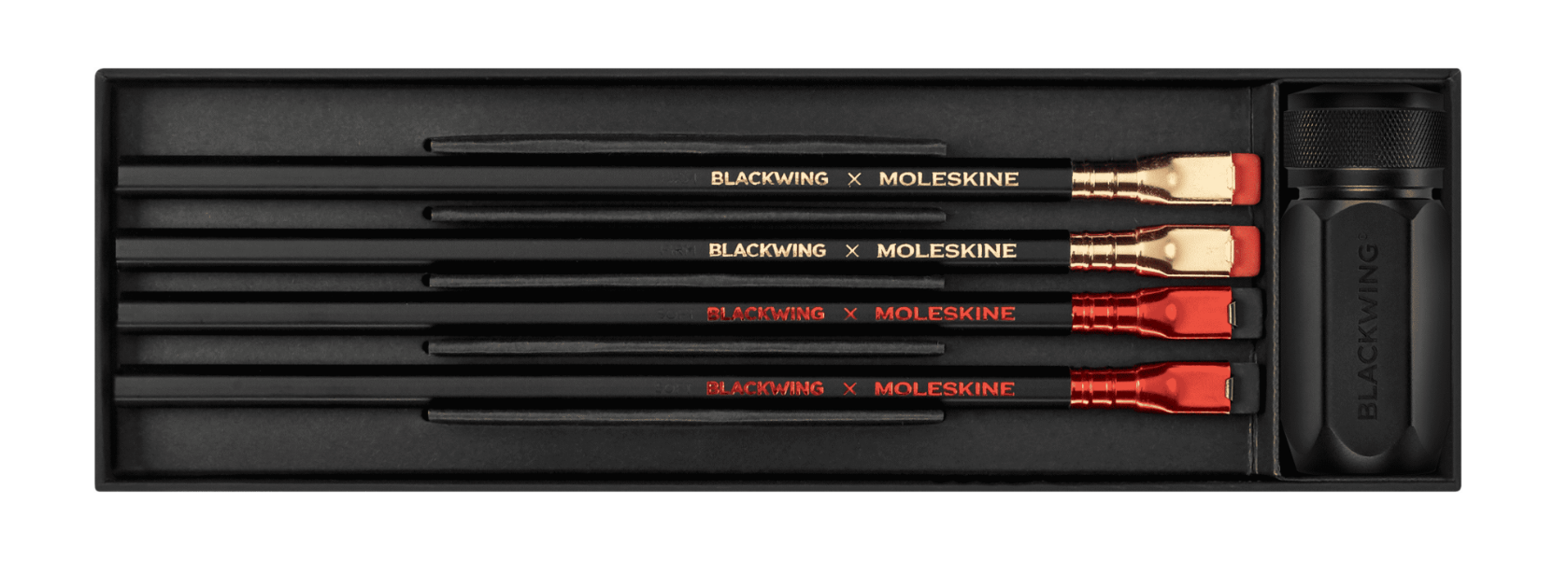 картинка Набор карандашей Moleskine x Blackwing (2 Графит Карандаша HB + 2 Графит Карандаша B + Точилка), чер от магазина Молескинов
