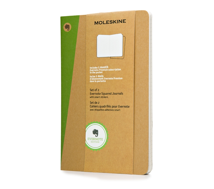 картинка Набор 2 блокнота Moleskine Evernote XLarge (19х2см), бежевый, в клетку, мягкая обложка крафт-картон от магазина Молескинов