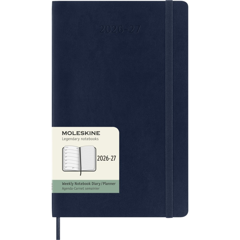 картинка Еженедельник 18 месяцев Moleskine Classic Soft (мягкая обложка),( 2026-2027),  Large (13x21 см), синий, от магазина Молескинов