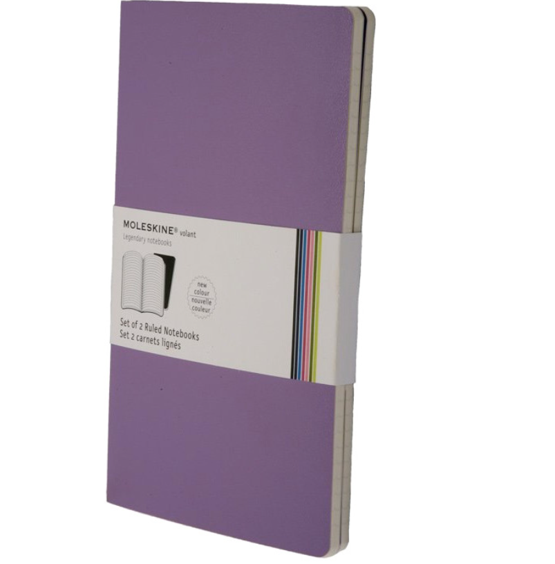 картинка Записная книжка Moleskine Volant (в линейку, 2 шт.), Large (13х21см), фиолетовый и лиловый от магазина Молескинов
