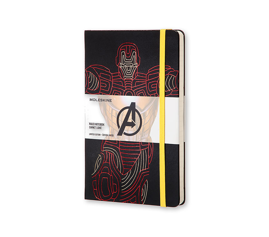 картинка Записная книжка Moleskine The Avengers - Ironman (в линейку), Large (13x21см), черная от магазина Молескинов