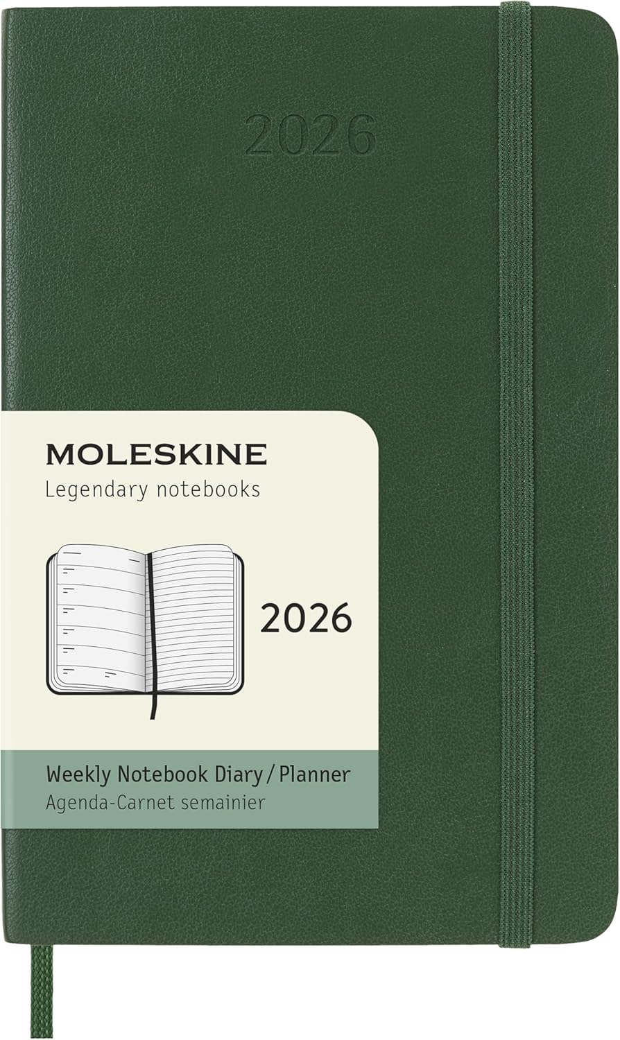 картинка Еженедельник Moleskine Classic Soft (мягкая обложка), 2026, Pocket (9x14 см), зеленый от магазина Молескинов