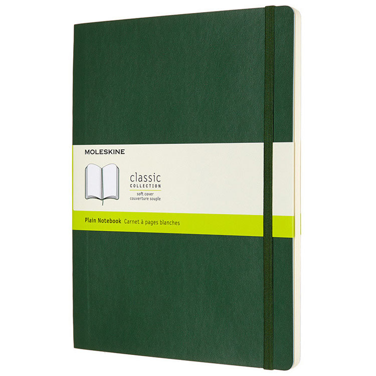 картинка Записная книжка Moleskine Classic Soft (мягкая обложка), нелинованная, XLarge (19х25см), зеленая от магазина Молескинов