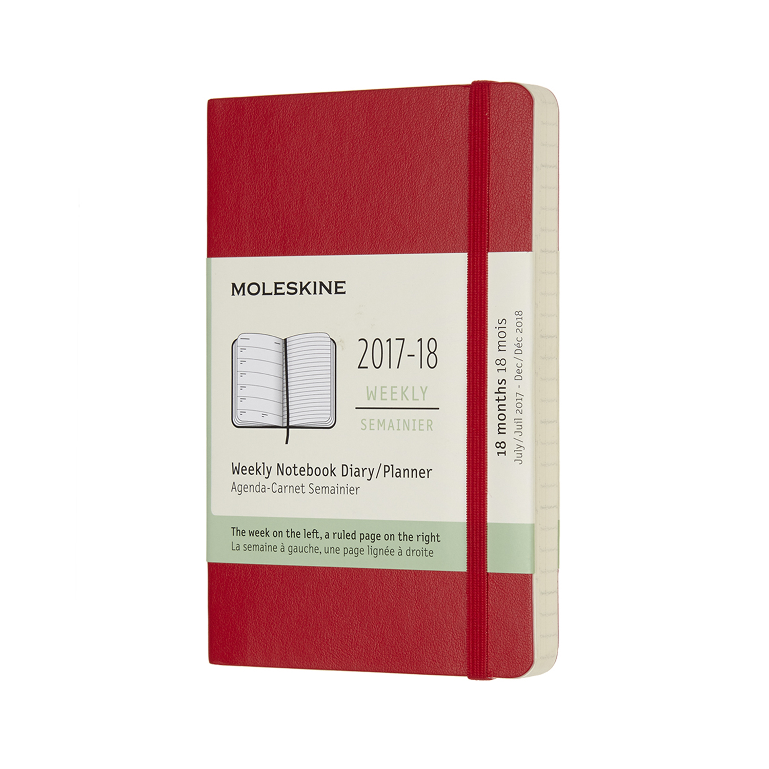 картинка Еженедельник Moleskine Classic Soft (2017-2018), Pocket (9x14 см), красный от магазина Молескинов
