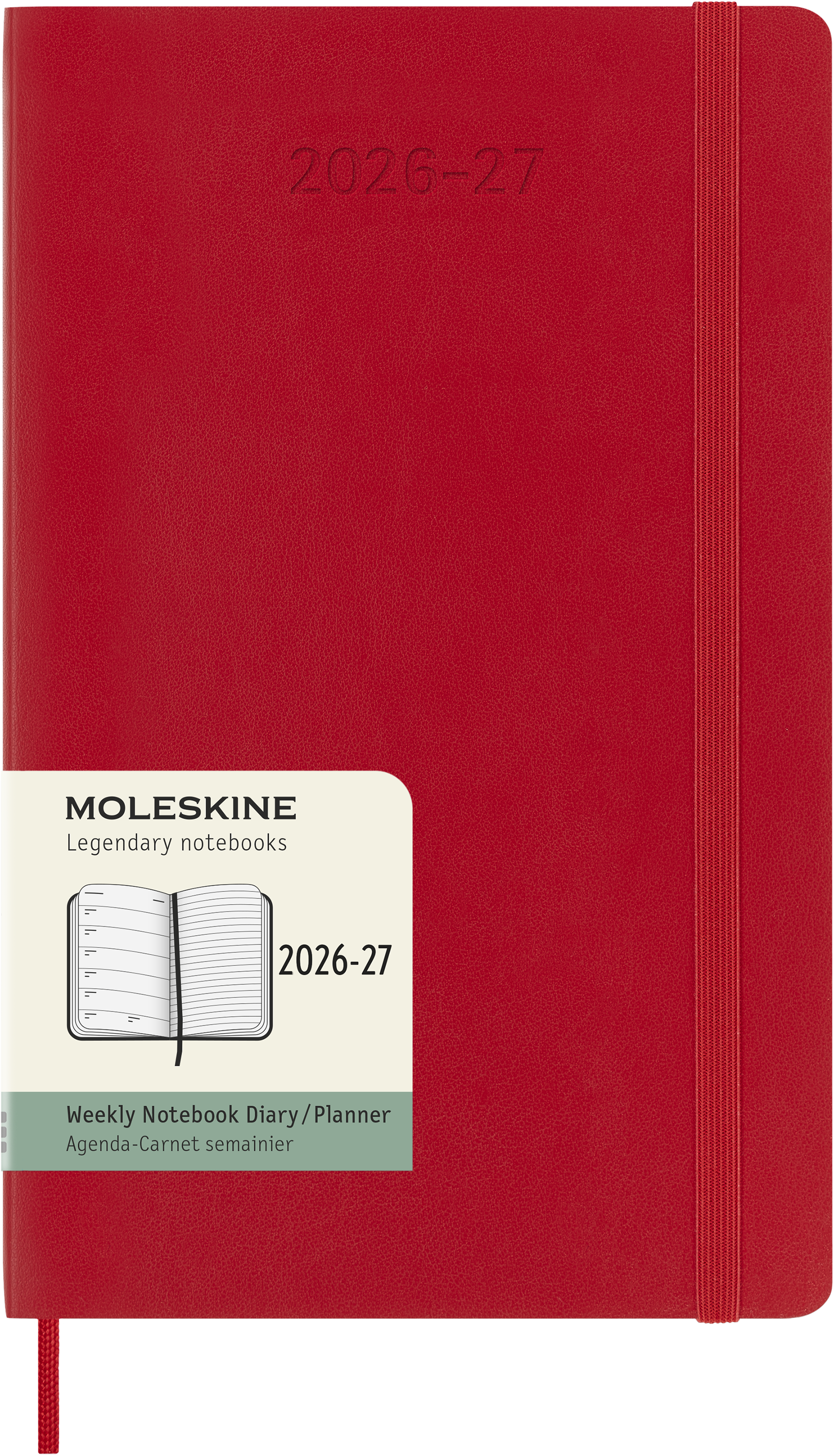 картинка Еженедельник 18 месяцев Moleskine Classic Soft (мягкая обложка),( 2026-2027),  Large (13x21 см),   красный от магазина Молескинов