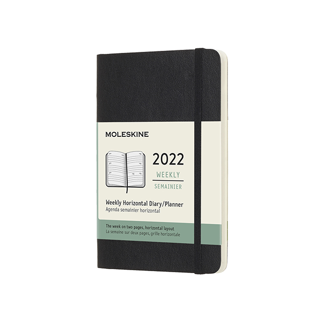 картинка Еженедельник Moleskine Classic 2022 Soft (мягкая обложка), горизонтальный блок, Pocket (9x14 см), черный от магазина Молескинов